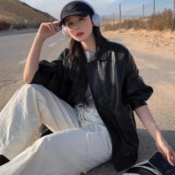 Retro Brown Leather Jacket Women's Hong Kong Style Loose American Retro Motorcycle Jacket Top Spring Autumn High End Sweet Style