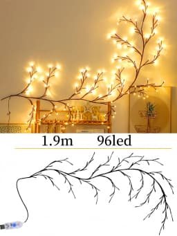72/96/144LEDS USB Willow Vine Branch Lights 8 Modes Warm White Light for Wall Room Kitchen Coffee Shop Christmas Halloween Decor