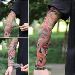 Ultra thin seamle Tattoo Flower Arm For Men Women Cool Travel Cycling Elastic Scratch Resistant Sunscreen Arm Sleeves Accessorie