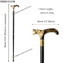 Black Gold Alloy Wolf Head Walking Cane with Curved Handle Detachable Cosplay Party Prop Decorative Walking Stick for Men And Wo