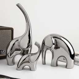 Electroplating Silver Ceramics Elephant Animal Figurines Statue Nordic Home Decor Desk Ornaments Living Room Decoration Gifts