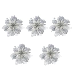 5/10pcs Christmas Flowers Christmas Tree Decorations for Home Fake Glitter Artifical Flowers Xmas Ornaments New Year Decorations