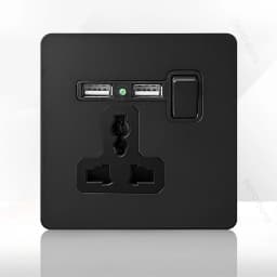 86 Type Retro Switch 1-4 Gang 2 Way Wall Light Brass Lever Toggle Switch Black Matte Stainless Steel Panel EU FR Power Outlet