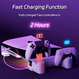 Tuodes Horizontal Cooling Stand With Controller Charger RGB Light Adjustable Fans Fast Charging Station For PS5 Pro/PS5 Slim