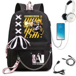 My Hero Academia Anime Print Student Backpack with Webbing Straps Girls School Bag Lightweight Casual Daypack