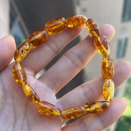 Yoowei 100% Real Amber Bracelet for Unisex Genuine Black Bead Irregular Natural Plant Medical Healing Jewelry Gift Wholesale