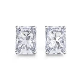 KNOBSPIN D Color Princess Cut Moissanite Earring s925 Sterling Sliver Plated with 18k White Gold Earrings for Women Fine Jewelry