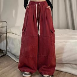 Cargo Pants Women Solid Color Japanese Loose Thin Straight Wide-leg High Waist Trousers High Street Basics Casual Pants Female