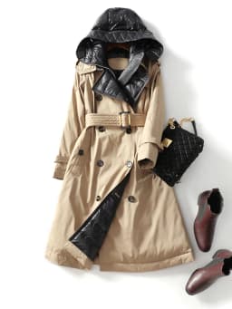 2025 High Quality Trench Jacket Winter Women's Hooded White Duck Down Jacket Thick Warm Long Down Parka Windbreak Coat With Belt