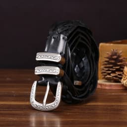 3.2cm new top layer cowhide woven belt retro personality niche casual belt for men