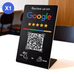 Spanish English QR Code NFC Standing Sign Google Review NFC215 Review Stand Click URL Unlimited Modification Editing QR Codes