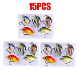 HENGJIA 5pcs 1.5g-2g 3cm Mini Crankbait Kit Artificial Wobblers Hard Bait Bass Trout Fishing Lure Tackle Pesca Peche Truite