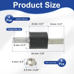 4/8Pcs M3 M4 M5 M6 Rubber Isolator Mounts Rubber Studs Shock Absorber Anti-Vibration Isolation Damping Mounts with Lock Nuts