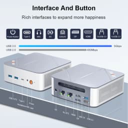 Ninkear M8 Mini PC AMD Ryzen 7 8745HS, 8 Cores 16 Threads, 16GB DDR5 RAM, 1TB SSD, Radeon 780M Graphics, Windows 11, WiFi 6, Bluetooth 5.2, Dual 2.5G LAN, HDMI, DisplayPort, USB-C, Compact Desktop Computer
