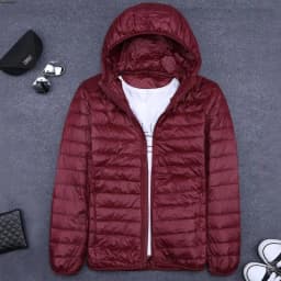 Men's Short Hooded Ultra-Thin Cotton Jacket Lightweight Fashionable Versatile Winter Outerwear Slim Fit Style Regular Length