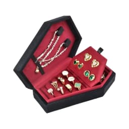 Velvets Jewelry Storage Box Coffin Shape Ring Necklace Earring Box Display Cases Desktop Decoration Jewelry Organizer