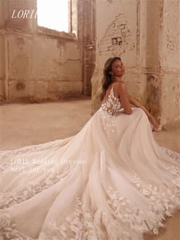 LORIE Luxury 3D Lace A Line Wedding Dress V Neck Backless Bridal Dresses Spaghetti Strap Wedding Gown Customized 2026