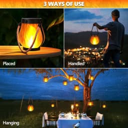 Solar Flame Rope Lantern Type-C Fast Charging Waterproof Hanging Lamp with Flickering 3D Flame for Garden Patio Camping Decor