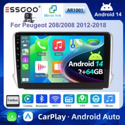 ESSGOO For Peugeot 208/2008 2012-2018 Android 14 10 inch Wireless Carplay Android auto Car stereo radio GPS Navi WIFI swc Bt FM