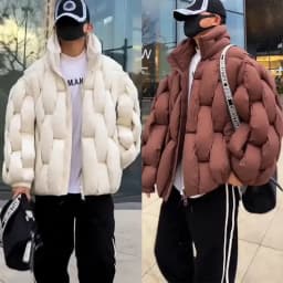 Winter Parkas Men Puffer Jacket Streetwear Warm Thick Zipper Windproof Outerwear Long Sleeve Couple's Bread Jacket Coat Parka