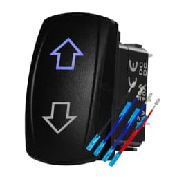 12V 24V Boat Trim Tabs Switch (ON)-OFF-(ON) Momentary Rocker Switch Waterproof Blue Light ON-OFF Toggle Switch With Harness