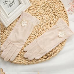Sexy Summer Women UV Sunscreen Short Sun Screen Pearl Flowers Gloves Thin Ice Silk Lace Touch Screen Viscose Driving Gloves J53