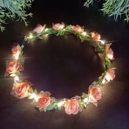Elegant Simulation Rose Flower Wreath Headband Luminous Tiara Flower Crowns LED Light Garland Glowing Wreath Wedding