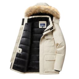 High-quality Winter New Model Solid-color Detachable Hat Warm and Cozy Cotton Coat with a Fur Collar for Men Outerwear