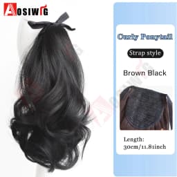 AOSI Synthetic Short Wave Ponytail Hair Extensions Drawstring Tied to Hair Tail Clip in Hair Extensions for Women Daily Wear