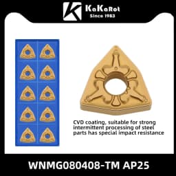 Kakarot Carbide Insert WNMG080404-CQ AP45 WNMG 080408-TM Turning Tools Rough machining CNC Lathe Cutter 10pcs Blade Plate