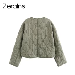 ZERAINS Simple and lightweight casual single breasted cotton jacket for women in autumn casual cotton jacket for outerwear
