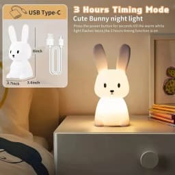 GGbingo Silicone Rabbit LED Night Light with Touch Sensor Cute Animal Table Lamp for Bedroom Decor Gift for Kids Baby Child Home