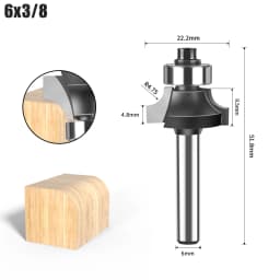 6mm Shank 1/4" Shank Corner Round Over Router Bit with Bearing Milling Cutter for Wood Woodwork Tungsten Carbide