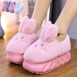 White Rabbit Hare Slippers Women's Cute Animal Platform Home Mules Shoes Girls Bedroom Plush Slides Slipper Ears Indoor Shoes