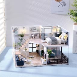 3D Wooden Mini Doll House Assembly Building With Furniture Kit DIY Handmade Duplex Apartment Production Toys Birthday Gifts