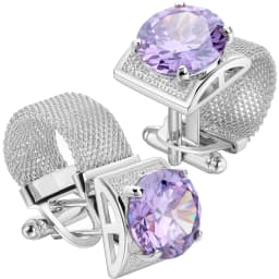 HAWSON Men Birthstone Crystal Cufflinks 17mm Color Stone Cuff Links for Wedding Business Shirt, Birthday Gift for Men