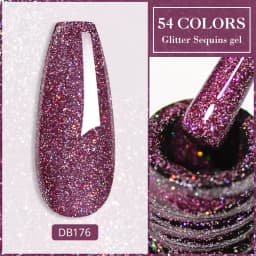 Mtssii Reflective Glitter Gel Pink Sparkling Sequins Gel Nail Polish Soak Off UV Nail Gel Semi-permanent Nail Art Decoration