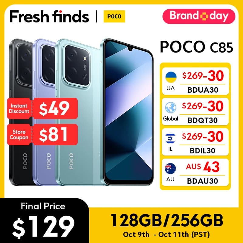 【World Premiere】POCO C85 Global Version Smartphone Helio G81-Ultra 6.9" Dot Drop display 6000mAh battery 50MP Camera 33W NFC