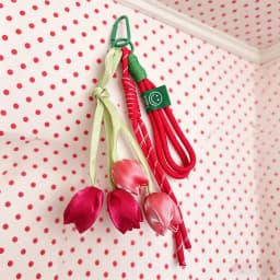 New Fresh Style Tulip Flower Bag Charm High Aesthetic Keychain Handbag Decorative Nylon Lanyard Sweet Spring Style
