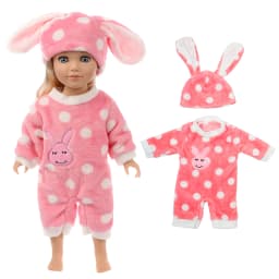 Bunny Plush Romper Set for 16-18 Inch Reborn Dolls Cute Rabbit Hat Doll Clothes Outfit Soft Pajamas Costume Doll Accessories