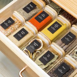 Glass Spice Jars with Bamboo Lid, 8oz Airtight Square Containers with Black Labels, Empty Seasoning Jars for Spice Salt Sugar