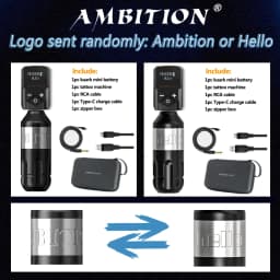 Ambition Tattoo Machine Rotary Pen Kit 2400mAh Wireless Kuark Power Supply Permanent Makeup Eyebrow Lip Tattoo Beginner Artister