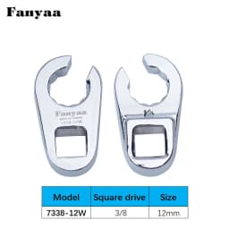Fanyaa Hand Tool Individual 3/8 Inch Sqaure Drive Flare Nut Plum Hole Clamp Tool Wrench Head 10-19mm Replacement Part Head