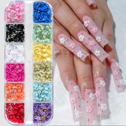 12Grids Moon Star Nails Gold Metallic Nail Sequins Charms 3D Nail Art Tips Decoration 3D Metal Moon Star Sun Bead Rivet Nail Je