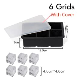 Ice Cube Tray Silicone Ice Mold Large Ice Cube Mold Square Ice Cube Maker Ice Cube Tray 4/6/8 Grid for Whiskey Cocktail Ice Mold