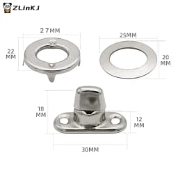 5/10/20 Sets Screw Base Snaps Turn Button Boat Cover Enclosure Eyelet Canvas Snap Fastener Silver