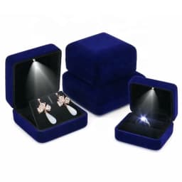 Velvet LED Lighted Necklace Bangle Bracelet Long Chain Box Luxury Wholesale Metal Jewelry Gift Display Storage Case