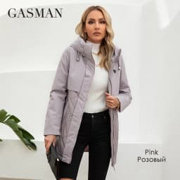 GASMAN New Women Jacket Spring 2023 High-Quality Mid-Length Women Coat Stitching Hooded Design Windproof Casual parkas 8226