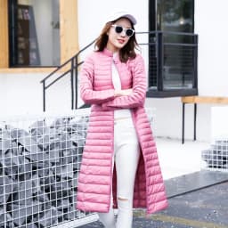 Woman's Ultra Light Down Jackets Stand Collar Slim Knee Length 90% White Duck Down Coats Women Down Parkas Lady Overcoats JK-791