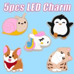 5PCS LED Shoe Charms Cats Dogs Unicorns Lighted Shoe Decorations Gamepad Cameras Diamond LED Pins for Women Girls Clog Buckles